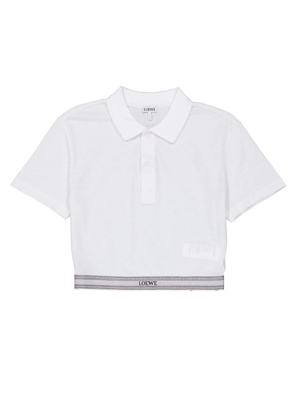 Loewe Cream Cropped Polo Top with Branded Hem